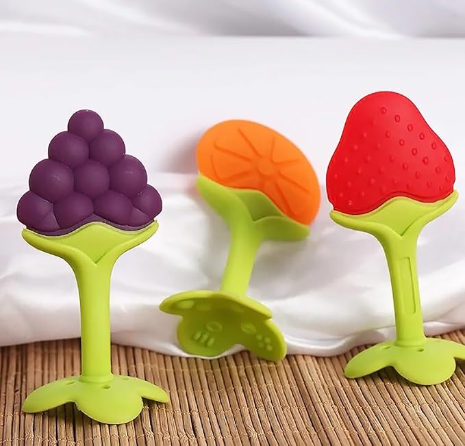 Baby Fruktform Bitering – Myk Silikon Bitering for Spedbarn - pakke med 3