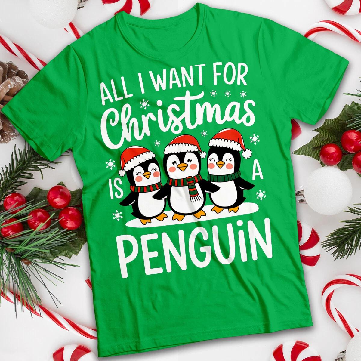 Забавная мужская и женская рождественская футболка с пингвинами #MC L