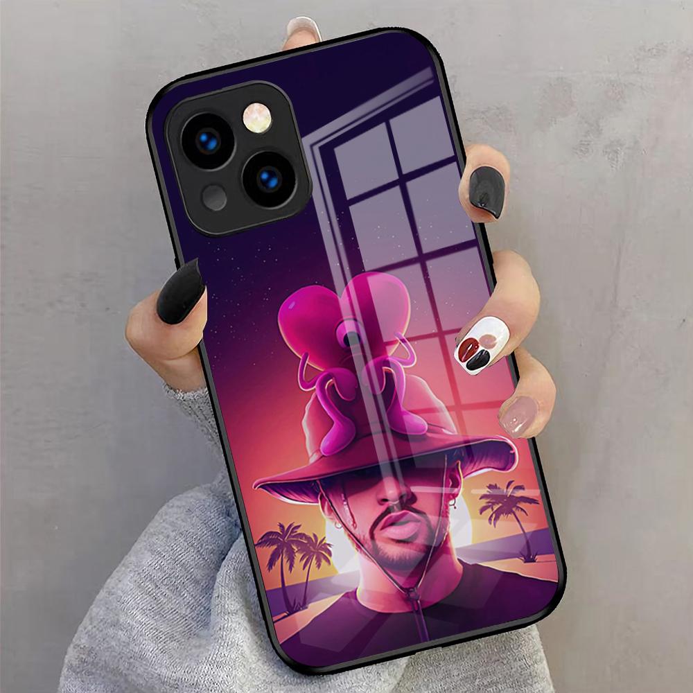 

B-Bad B-Bunny Phone Case For IPhone 17 Pro Max 16 15 14 Pro Max 13 11 X Xs Xr 8 7Plus Glass Cover iPhone 13 Pro