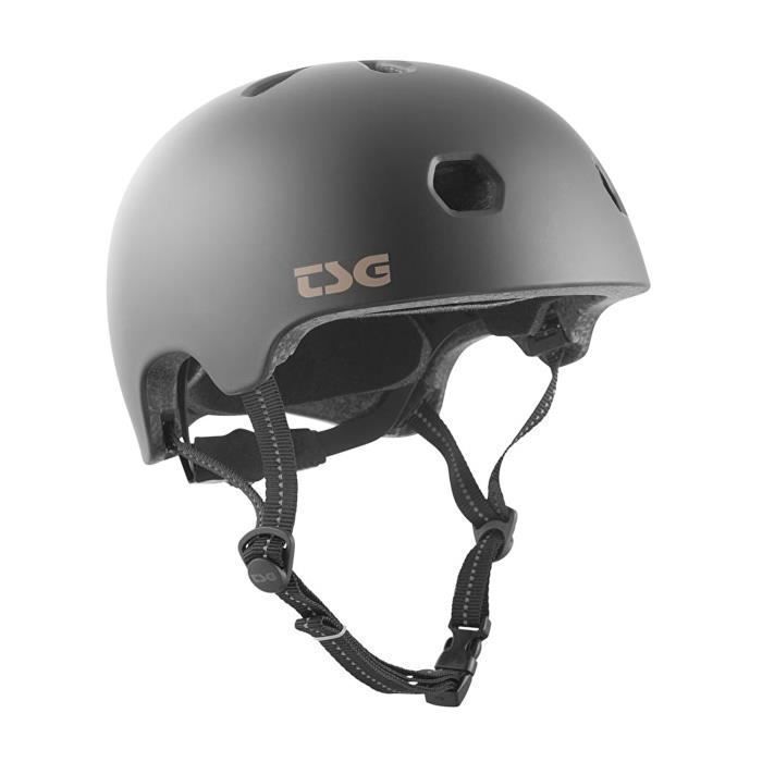 Casque de skateboard - TSG - Meta - Noir satiné - 11 fentes d'aération - Ajustement facile