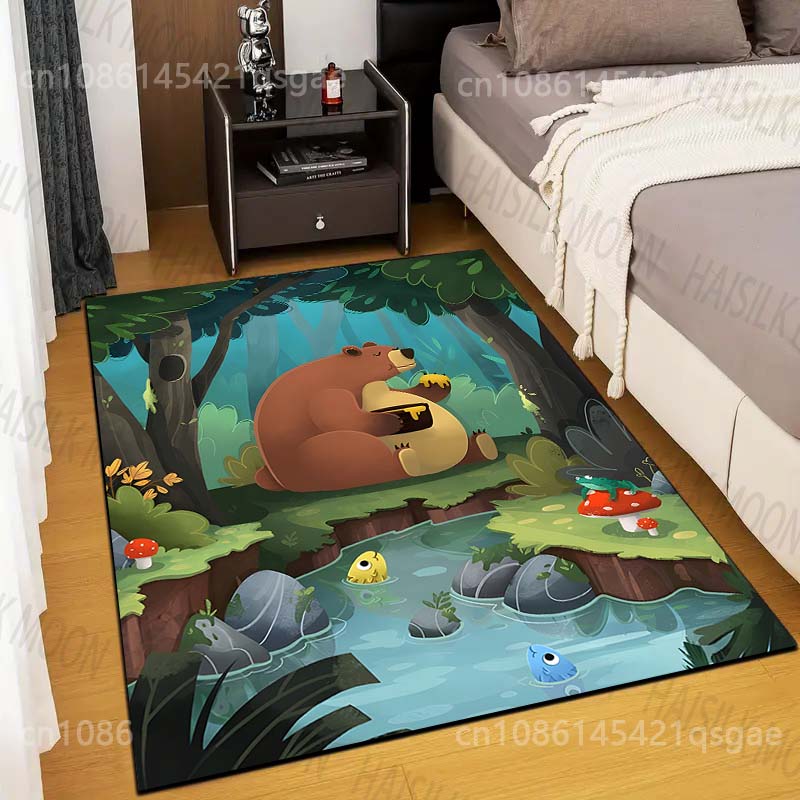

Forest Bear Cartoon Printed Carpet for Living Room Bedroom Sofa Home Decoration Non-slip Floor Mat Modern Rugs Fast Shipping 40x60cm