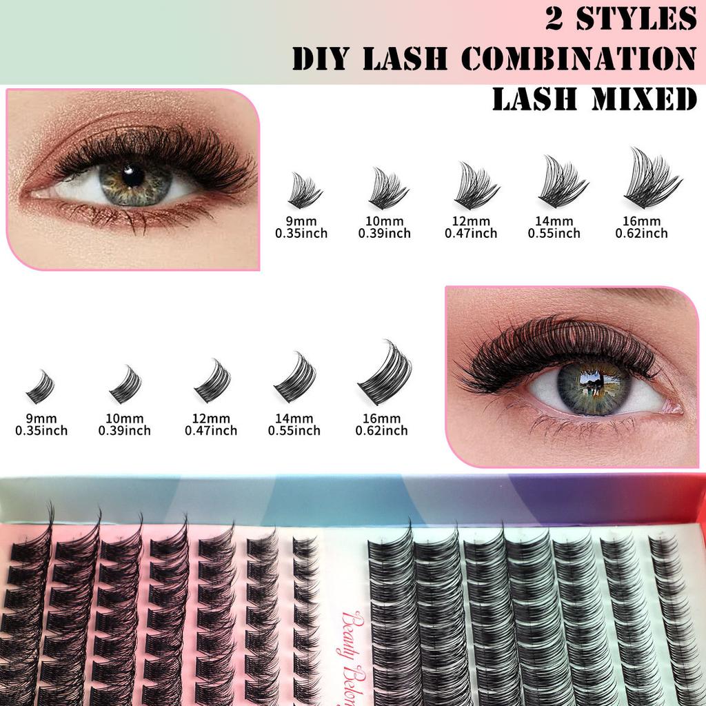 Diy Segmented Single-Cluster False Eyelashes 9-16Mm Eyelashes C Curvature Dense Curl