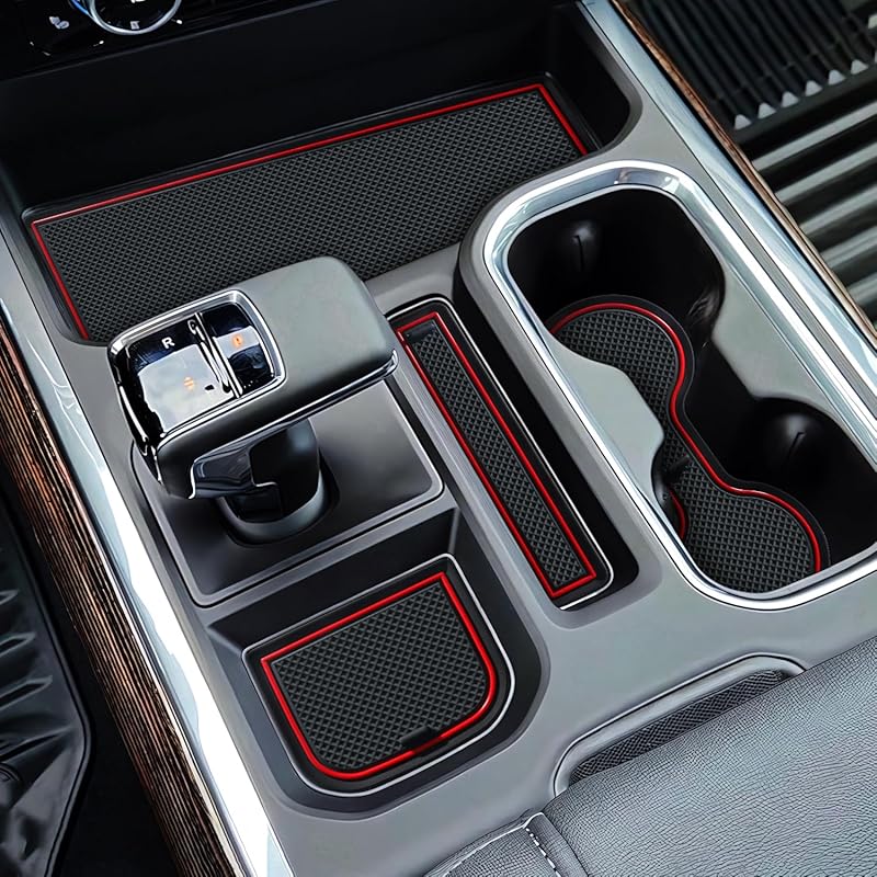 7Pcs Center Console Liners For  2024 2025 2026 Chevy Silverado/GMC Sierra 1500 &  Refreshed 1500 Models, Premium  Non-Slip Cup Holder Mats, Full