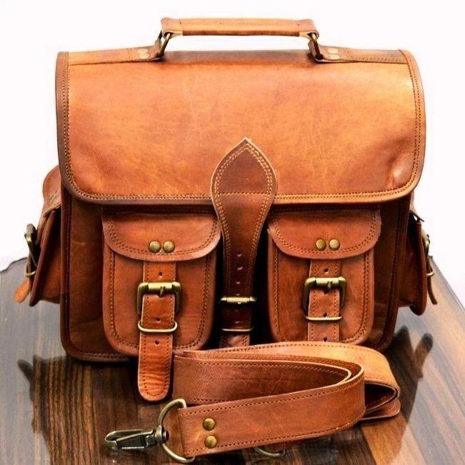 

Новая мужская сумка-мессенджер через плечо для ноутбука, портфель из натуральной козьей кожи, винтажно-коричневый 13 x 10 x 4 in