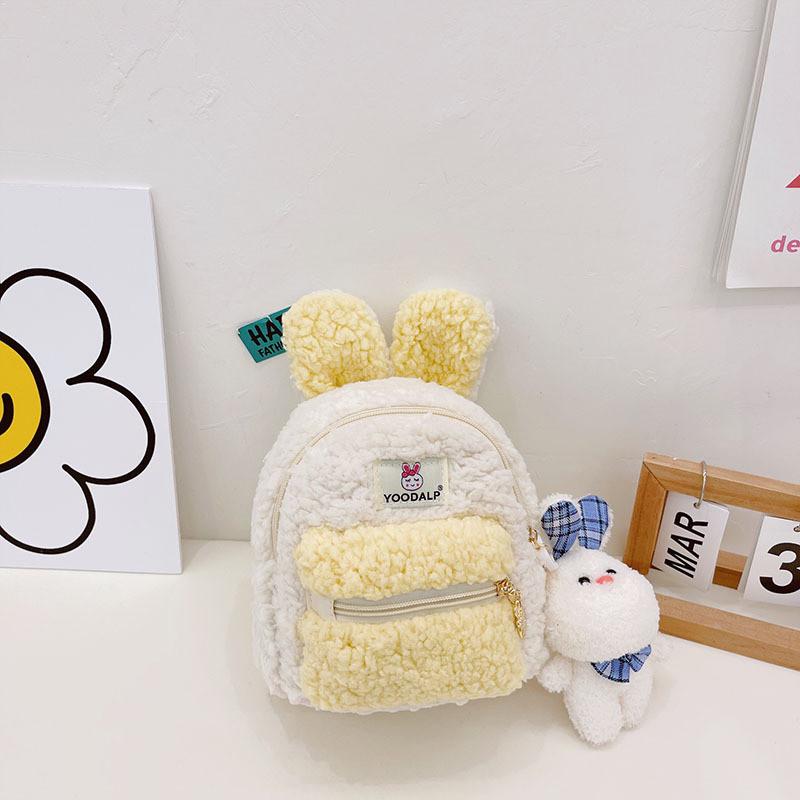 Juxingda Adorable Plush Children's Backpack Soft Lambswool Bunny Keychain Design For Boys And Girls