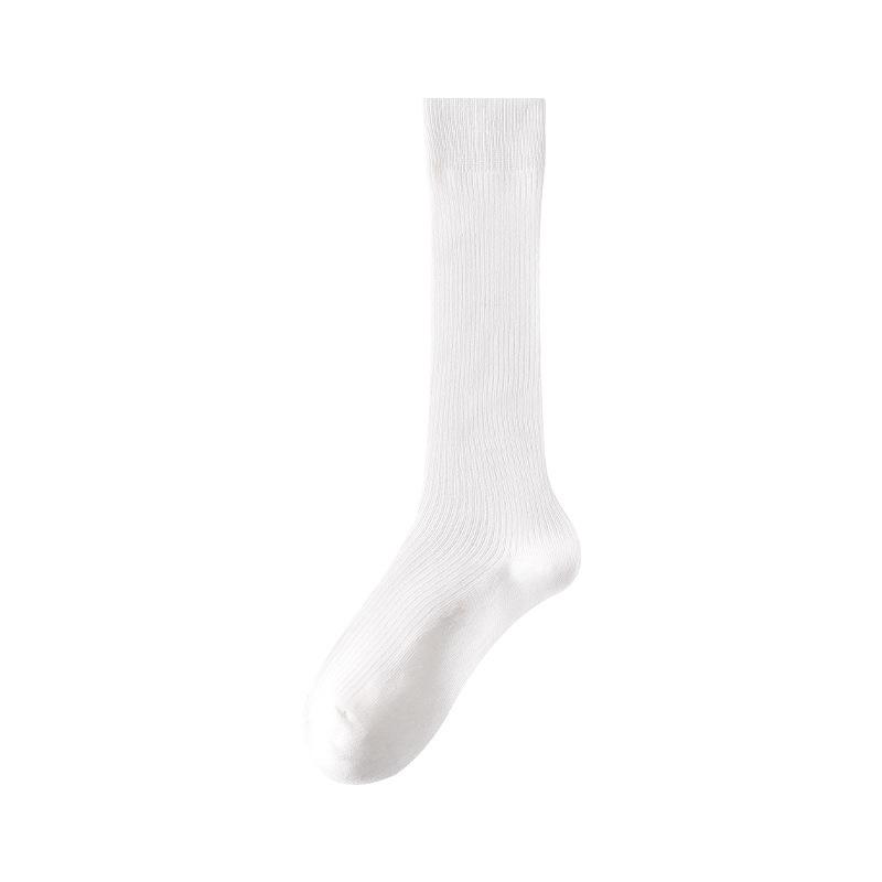 Boneless, Slightly Pressed Calf Socks, Cotton Socks for Slimming Legs, Women's White Tall Socks for Spring and Autumn