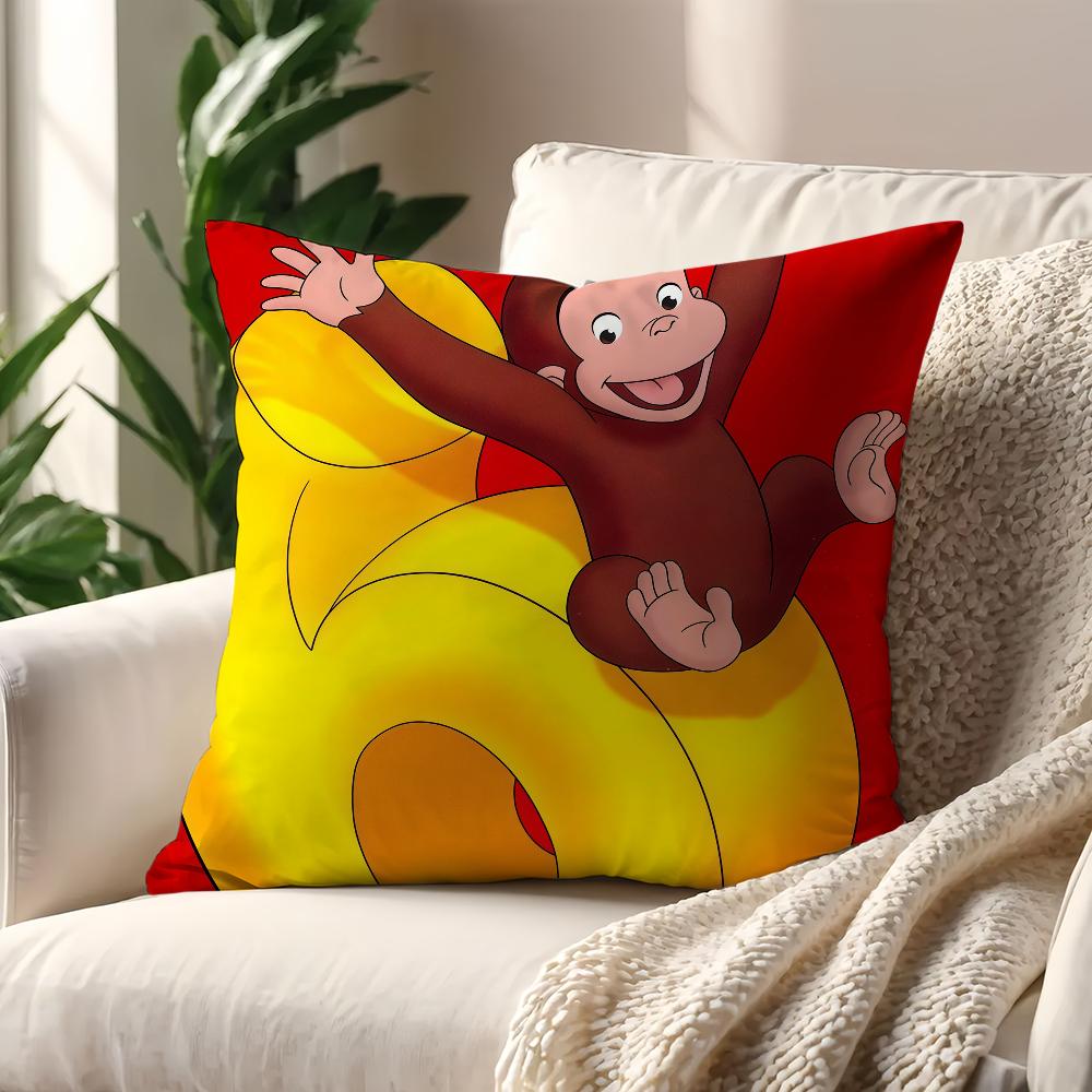 Cartoon C-Curious Affe G-George Kissenbezug Kissenbezug Dekoration Zimmer Haus Sofa Wohnzimmer Büro Auto Nordische Schlichtheit