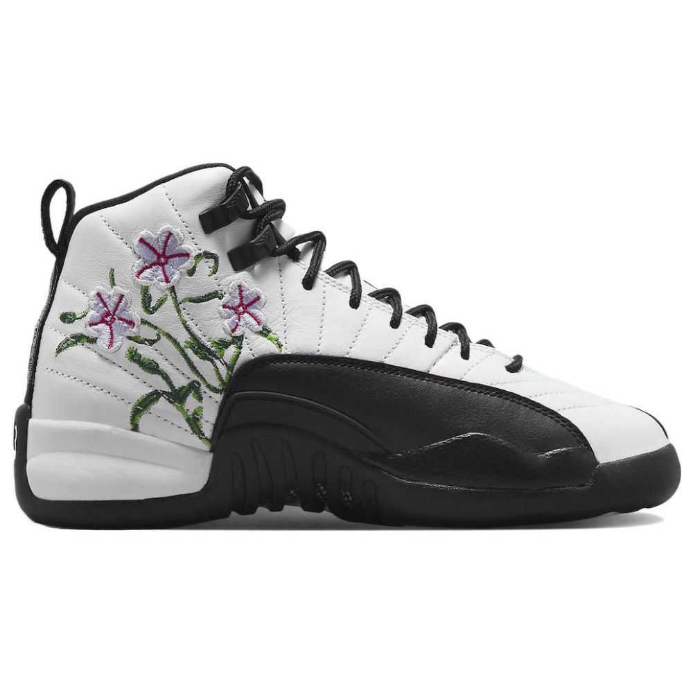 Air Jordan 12 Retro GS Floral Kids Sneakers White Vivid-Green Lavender-Mist DR6956-100
