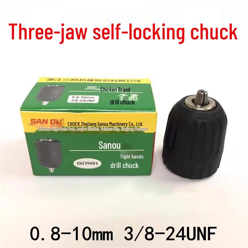 10mm Self-Locking Hand Drill Chuck, 3/8 Hand-Tight, Item No. 07144A