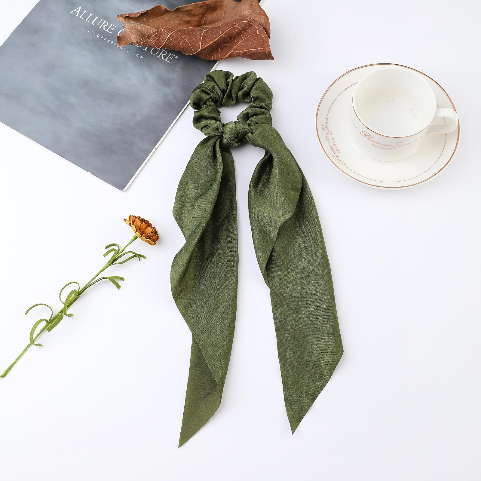 

Мода Цветочный Принт Бант Атласная Длинная Лента Хвост Шарф Галстук Резинки Женщины Девушки Эластичные Резинки Аксессуары для Волос