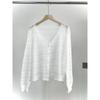 Lightweight Crochet Knit Cardigan With Buttons Sheer Mesh Cover-Up Beach Casual Wear