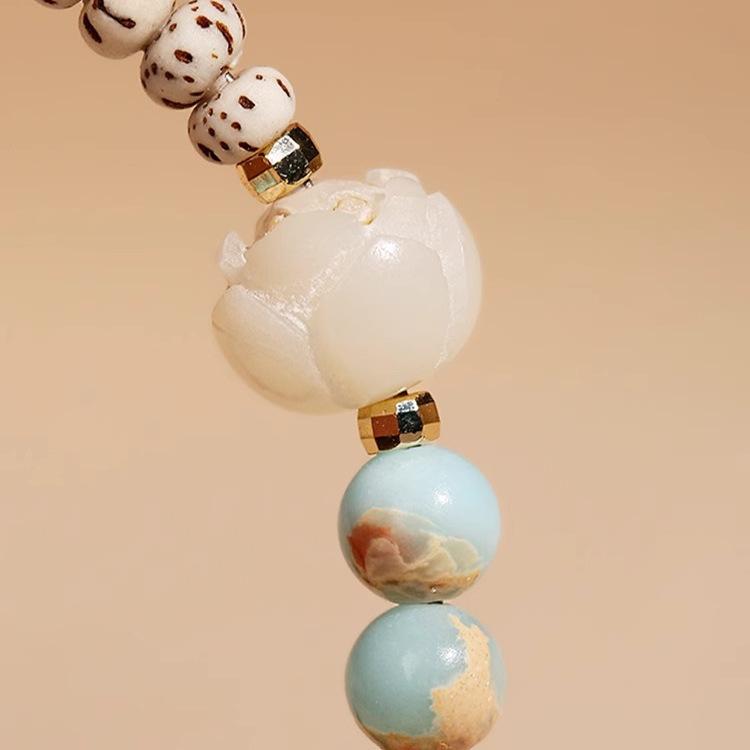 Authentic Cat Claw Star Moon Bodhi Shoushan Stone Double-Loop Bracelet for Women, Light Luxury Niche Exquisite Beaded Bracelet In New Chinese Style