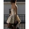 Dots Print Dress Women Chest Wrap Backless Bow Applique Ruffles Loose Hem 2025 Y2k Trend Streetwear Chic Mini Bodycon