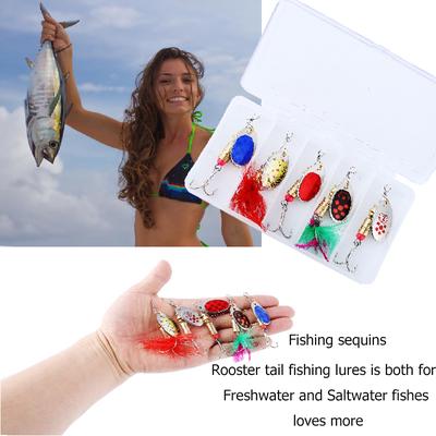 Rotating Spoon Boxed Kit Lure Fishing Lures Metal Fish Hooks Bass Trout Perch Pikefishing Sequins