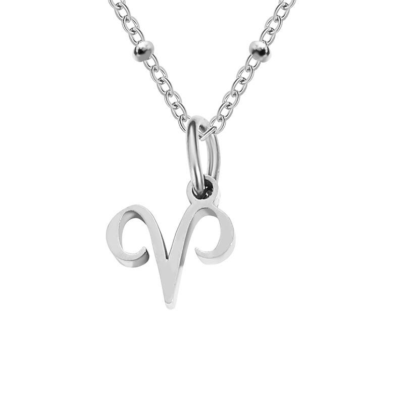 Korean Style Trendy Constellation Pendant Necklace for Women – Simple Stainless Steel Bead Chain, Colorfast Jewelry.