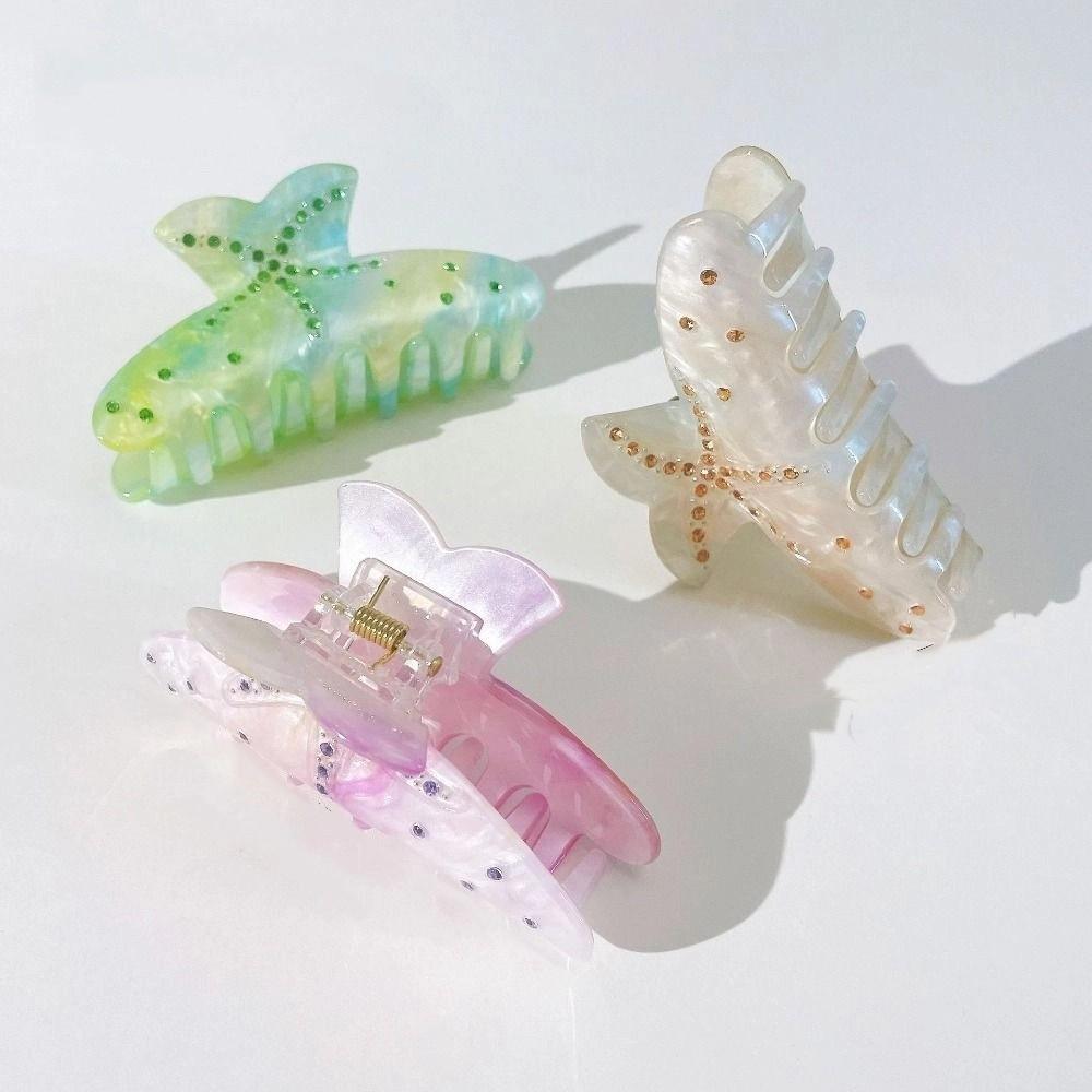 Fantasy Color Starfish Hair Clip Acetate Material Non Slip Hair Clip Beach Hair Clip Summer Season