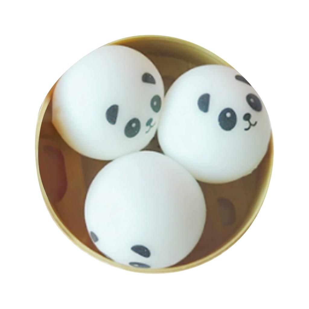 Stress Relief Panda Squeeze Toy Set Simulated Steamed Bun Design Soft TPR Material Squishy Sensory Toy for Hand Exercise and Anxiety Reduction