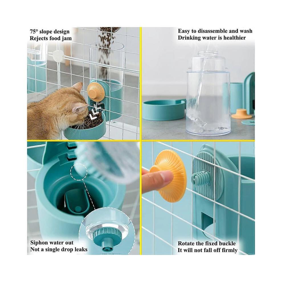 Hanging Automatic Food Water Dispenser, Auto Gravity Pet Feeder and Waterer Set, Cage Cat Food Bow