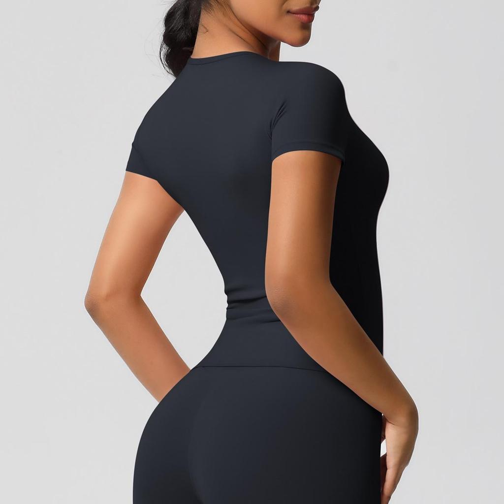 Damen Sport-T-Shirt mit doppelseitig gebürsteter Innenseite zum Laufen und für Yoga