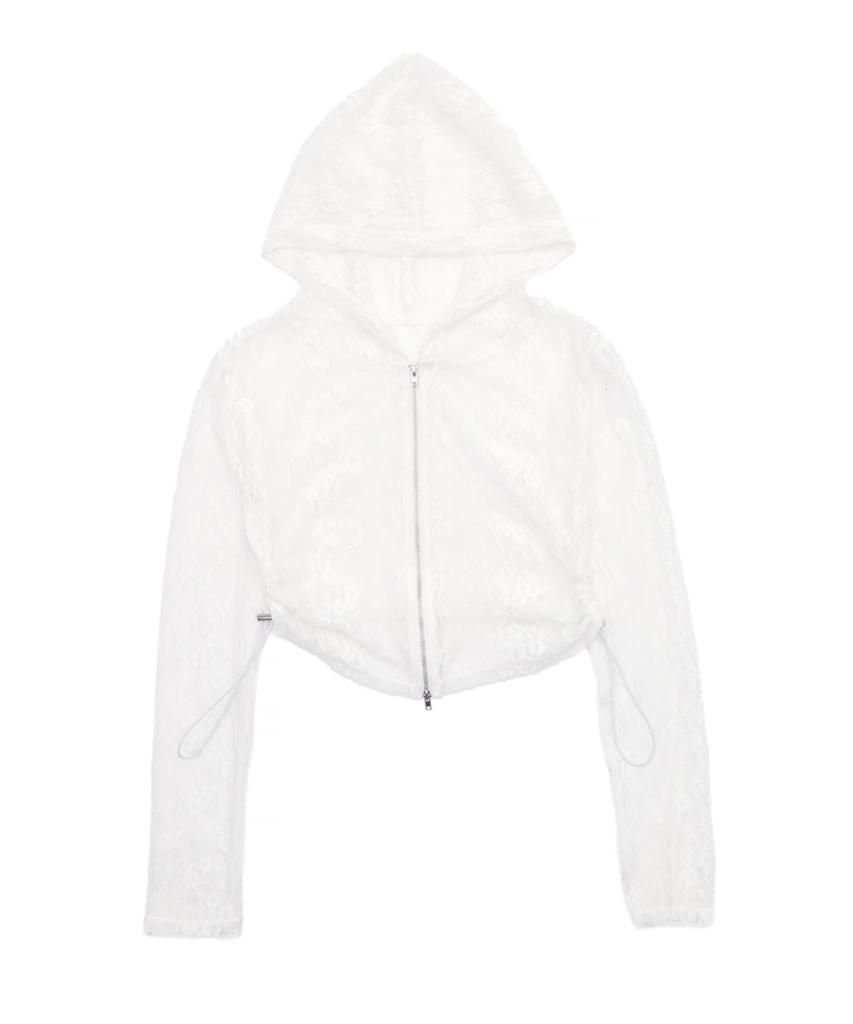 WEGO Lace Girly Size White Women's Double-Zip Hoodie, Top, F,