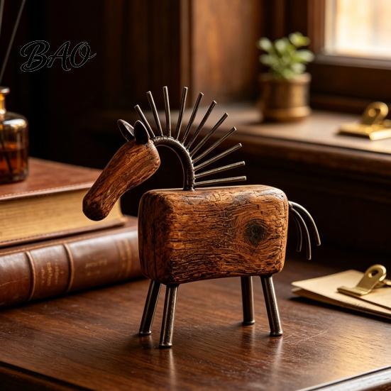 Vintage Horse Figurine Artistic Abstract Figurine, Rustic Statue for Desk Sculpture Tray Decoration, Farmhouse Animal Shape Home Office