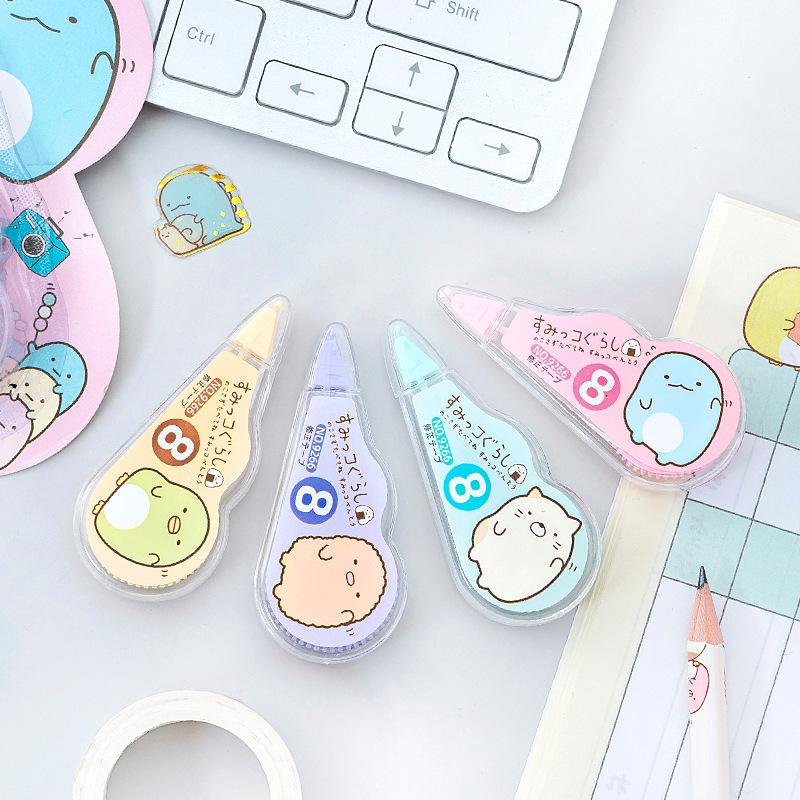 4 Peças Kawaii Sumikko Gurashi Corretivo White Out Fita Corretiva Brinde Promocional Papelaria Material Escolar de Escritório