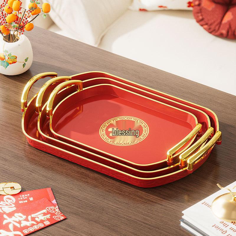 Red Wedding Tea and Candy Tray for Engagement Ceremony