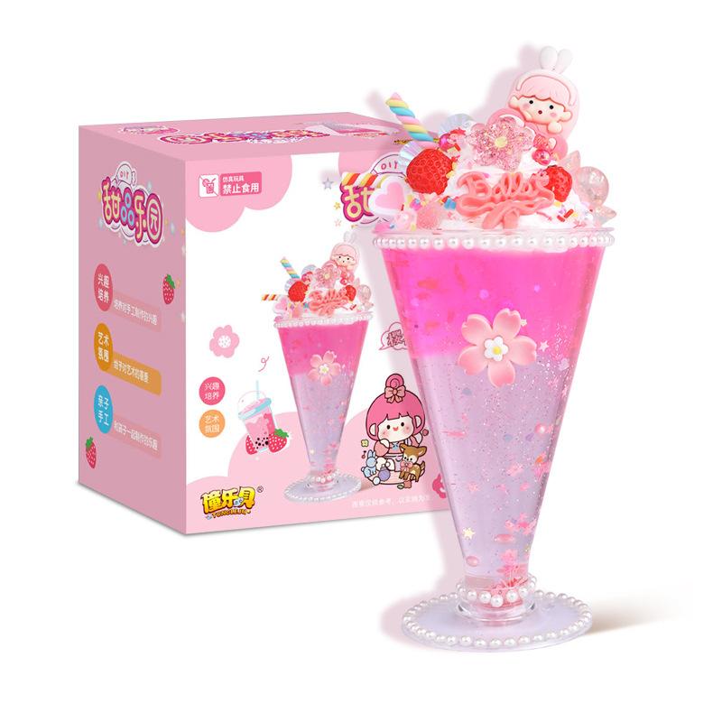 Children'S Handmade Simulation Cream Glue Diy Material Pack Dessert Milk Tea Cup Ice Cream Set Food Play Educational Toys
