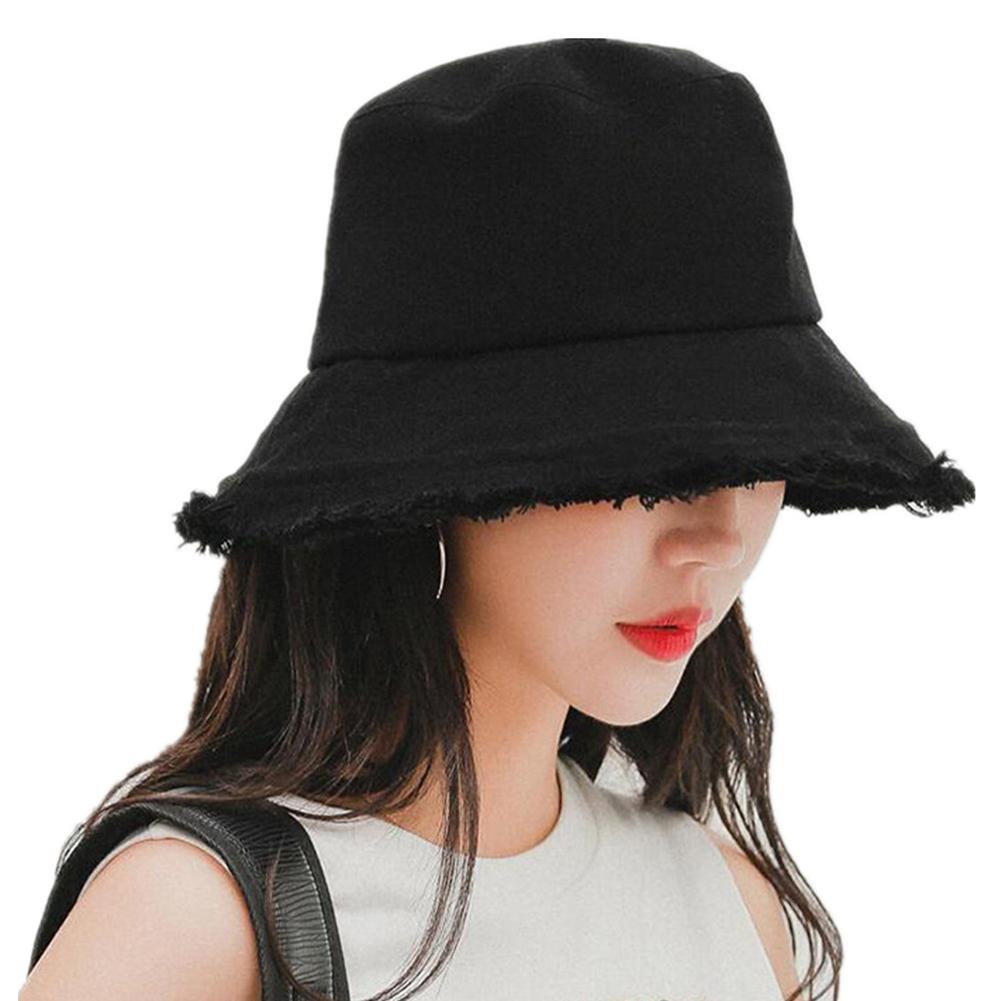Women Wide Brim Sun Hat Cotton Fisherman Cap  for Out Travel
