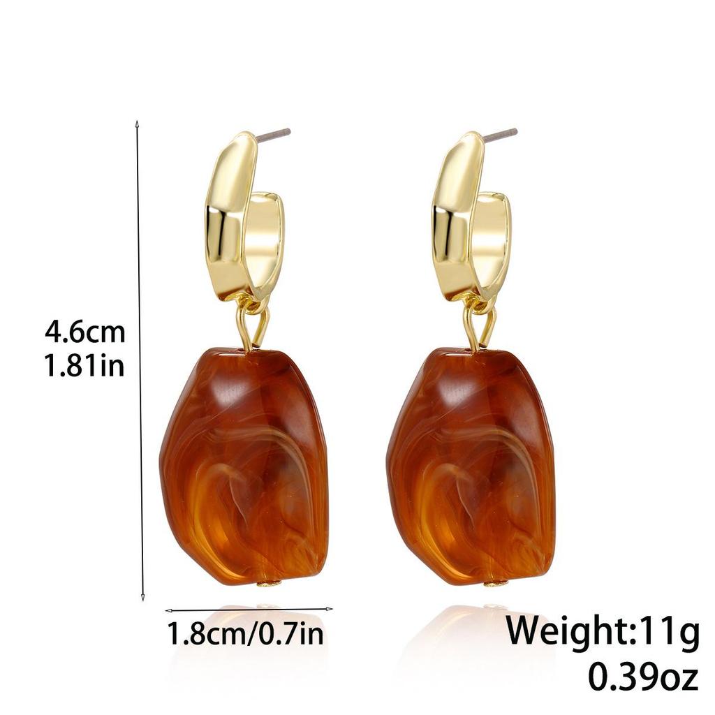 Bold Retro Resin and Alloy Earrings - Fashionable European and American Style