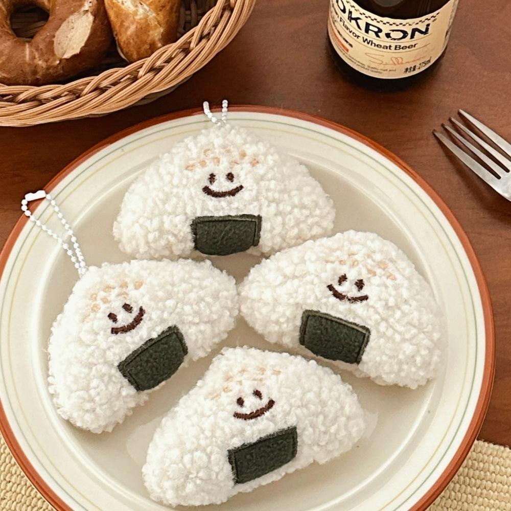 3 Pcs Cute Smile Rice And Vegetable Roll Pendant Funny Plush Doll Key Chain Pendant Creative Doll Trinket