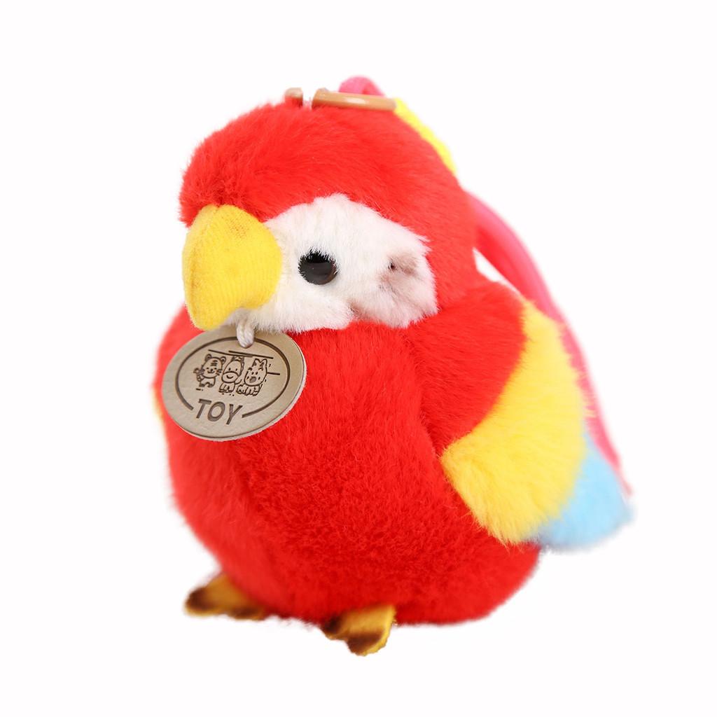 Red Crowned Crane Plush Parrot Keychain With Pp Cotton Filling For Girls And Collectors