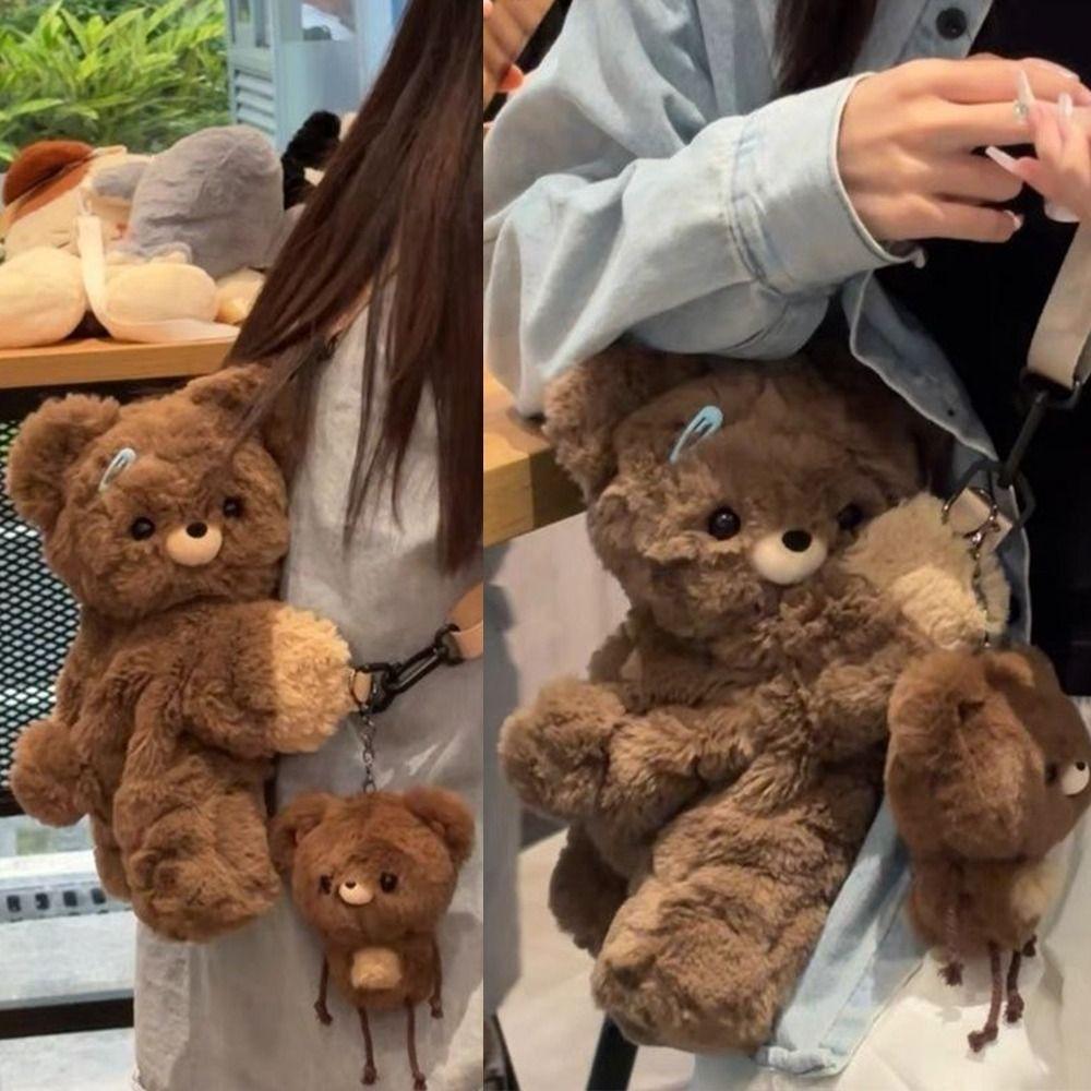 New Cute Shoulder Bag Plush Cartoon Backpack Doll Gift Bear Bag Women Girls