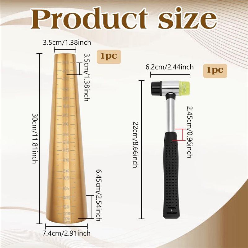 Jewelry Making Tool- Bracelet Mandrel Sizer Set With Iron Hammer, Stainless Steel Round Bracelet Mandrel