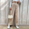Spring Autumn Solid Color Loose Casual Wide Leg Pants Women Patchwork All-match Straight Trousers