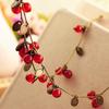 Vintage Forest Girl Bohemian Cherry Necklace Sweet Stylish Red Cherry Bracelet Earrings Set