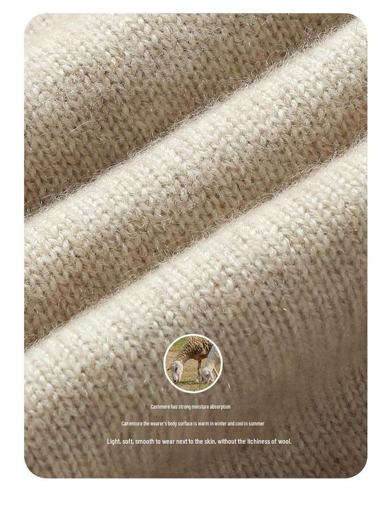 Men's Cashmere Knit Zipper Sweater - Solid Color, Loose Fit, Half-High Collar, Autumn/Winter Collection