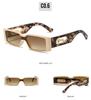 European & American Fashion Candy Color Sunglasses with Modern Leopard Decoration - Unisex Small Square Frame