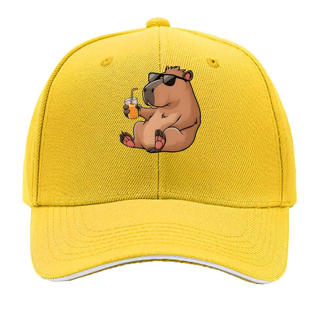 Vinyl Cartoon Capybara Sunglasses Juice Home Decor Hip Hop Hat Fashion Outdoor Sports Sandwich Baseball Cap