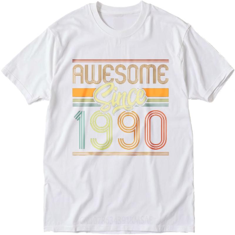 Street Wear For him summer tshirt unisex Awesome Since 1990 Retro Design Retro For man Teeshirt Mens Tshirt Essential Tee