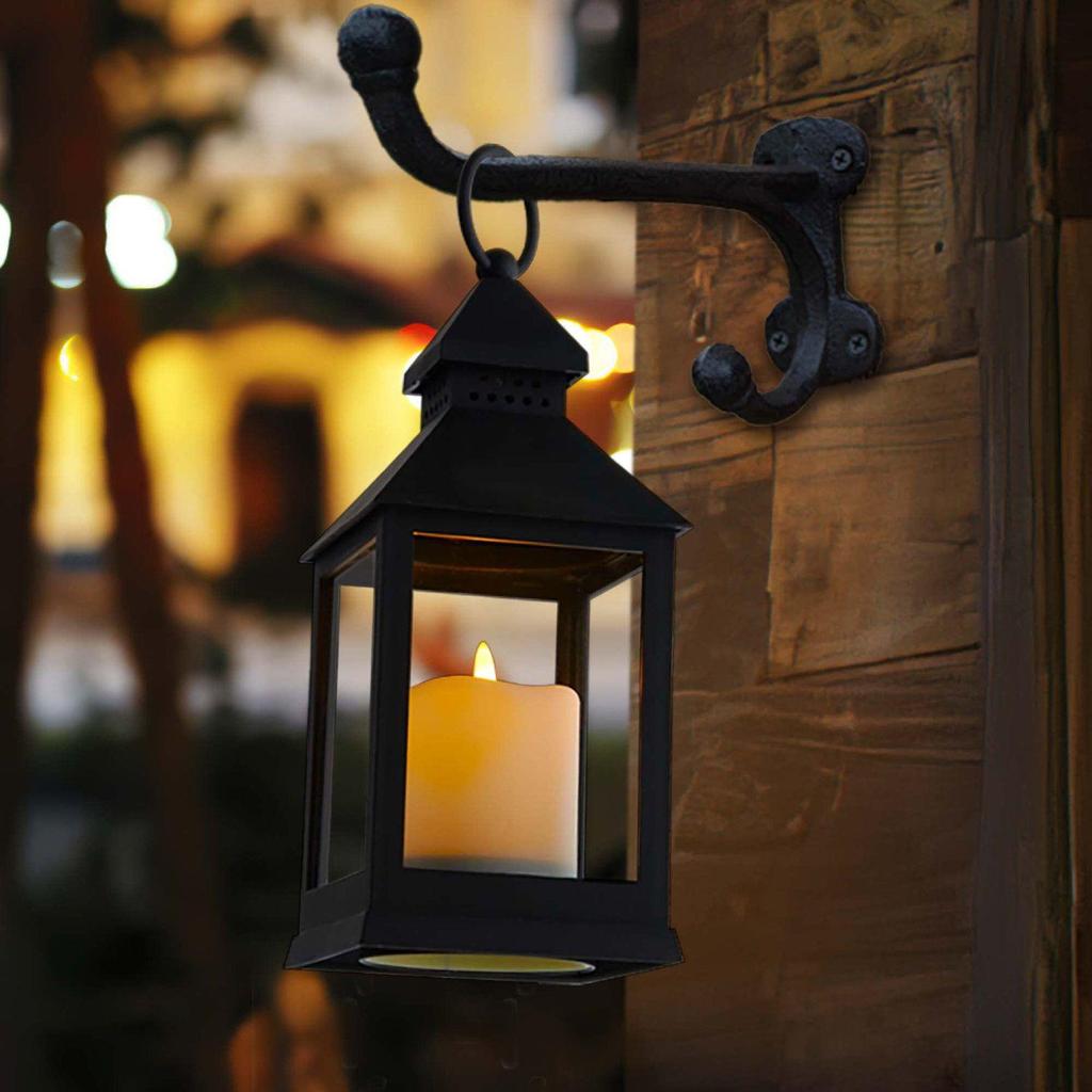 LED Courtyard Hanging Lanterns: Retro Indoor/Outdoor Atmosphere Lights with Electronic Candles for Camping and Table Decoration.