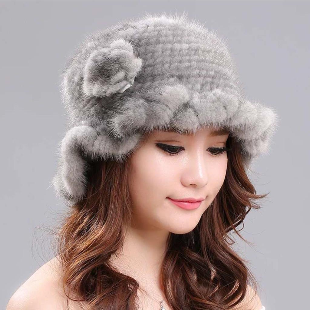 New Mink Fur Hat Women's Winter Mink Fur Women's Winter Hat Thick Versatile Warm Fashion Fur Hat Women's Winter