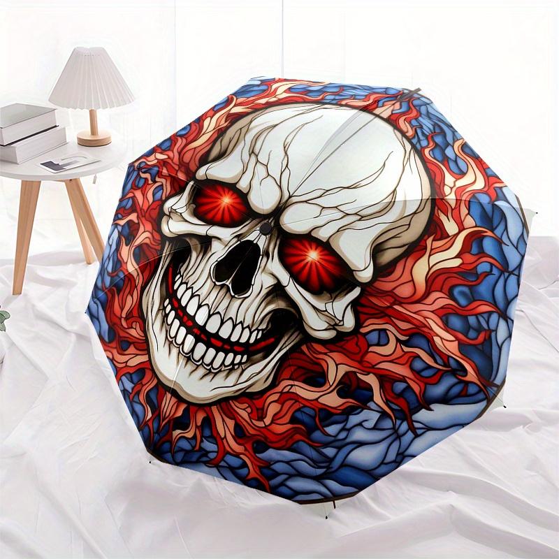 Stained Glass Skull with Fiery Background Wall Art Decor Umbrella, Christmas Gift Y177