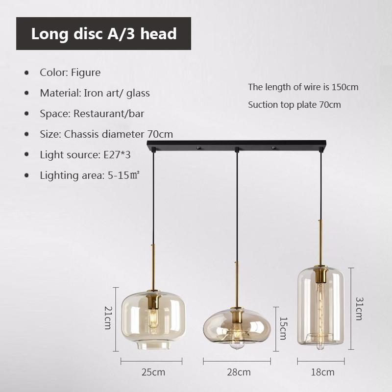 Modern Nordic Hanging Loft Glass Lustre Pendant Light Industrial Decor Lights Fixtures E27/E26 for Kitchen Restaurant Lamp