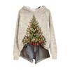 Women's Fashion Casual Long Sleeve Christmas Print Hooded Knitted Sweatshirt