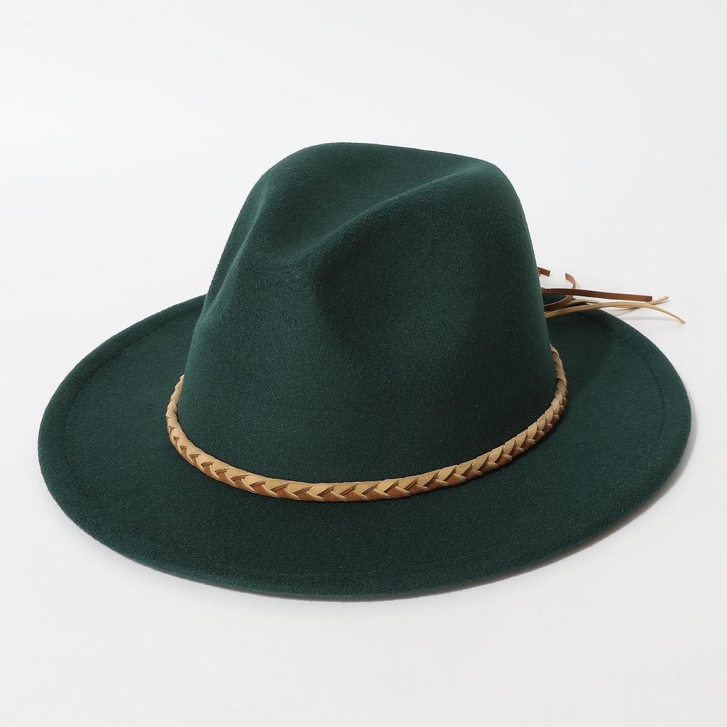 Western cowboy hat, vintage wide-brimmed jazz woolen hat, men's ribbon felt hat, Mongolian street dance Tibetan knight hat