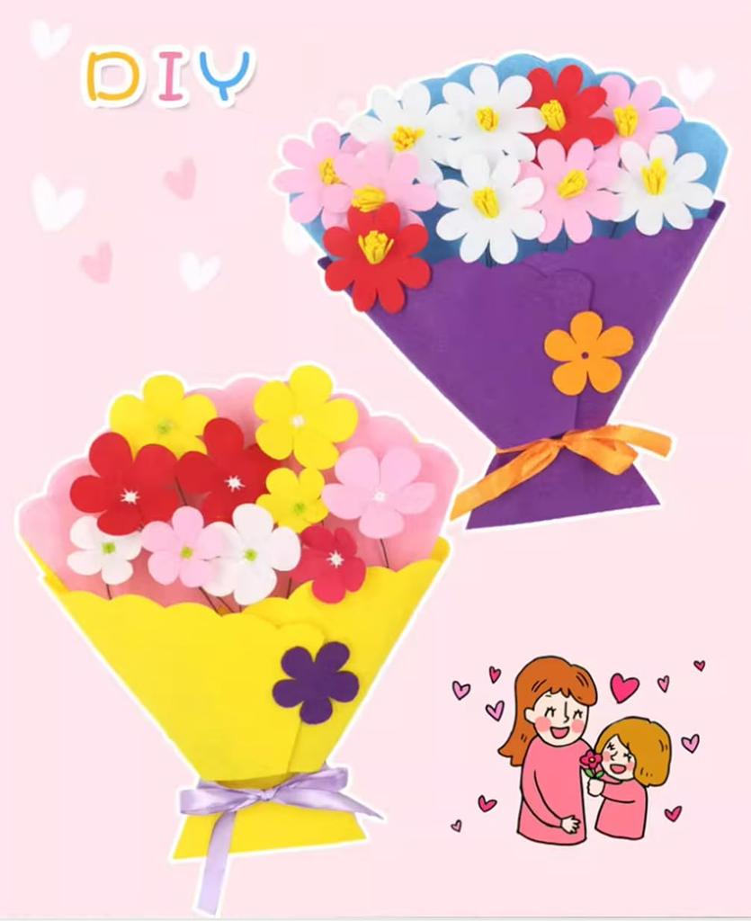 SKTMH Flower Bouquet Set of Handmade Bouquets with Stylish DIY Felt Bouquet Kit for Flower Educational Craft Birthday Gift Kit, 5, Long-Lasting