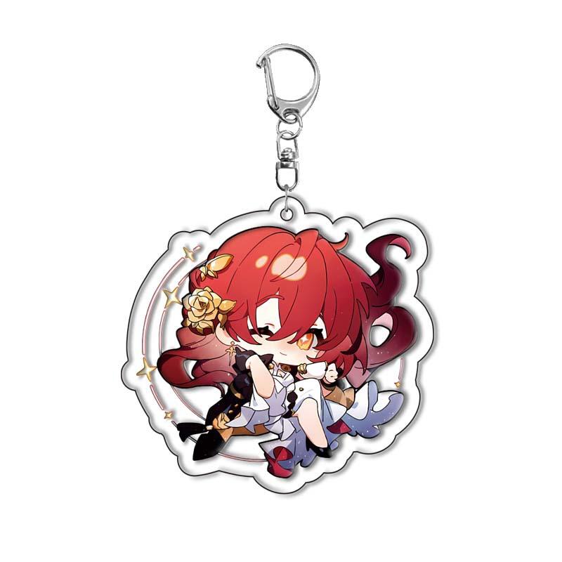 6CM Honkai Star Rail Anime Game Keychain Double-sided Cartoon Figure Lunae Blade Key Ring for Women Car Bag Phone Pendant Gifts