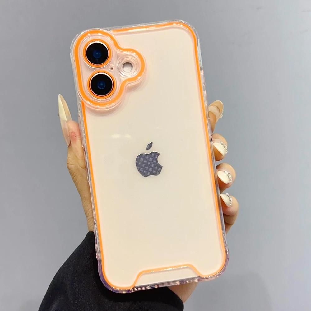 

Luminous Neon Fluorescent Clear Phone Case For iPhone 16 Pro Max 15 14 13 12 11 Plus Camera Protection Soft Shockproof Cover For iphone11
