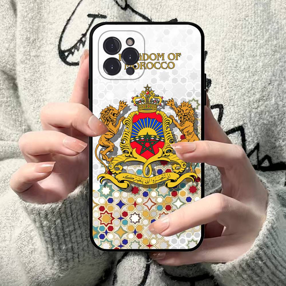 Morocco Map Flag Phone Case For IPhone 16 Pro Max 15 17 Plus 14 13 12 Mini 11 Black Cover
